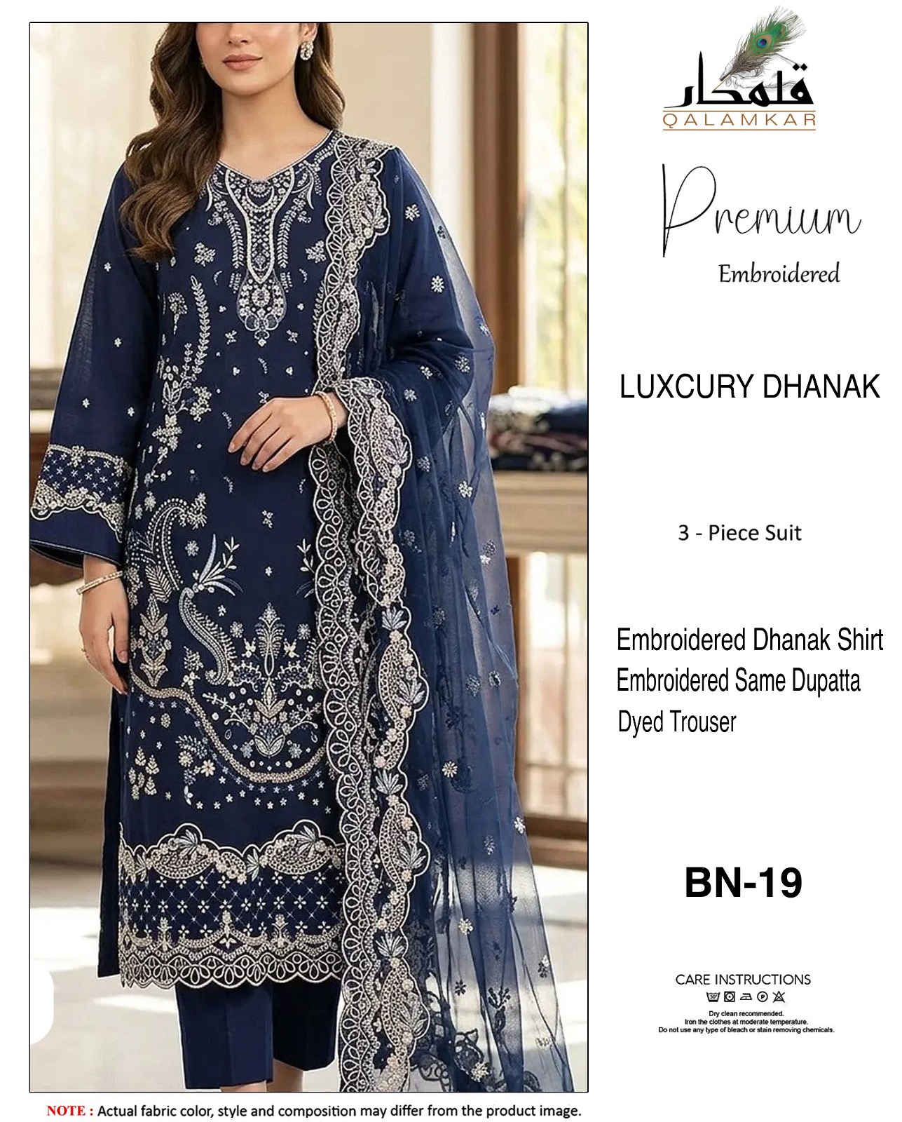 Dhanak embroidered luxury unstitched 3pc suit